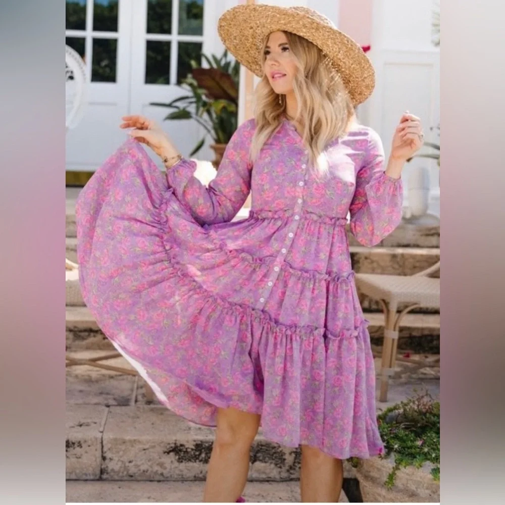 Ivy City Co Lydia Dress in Pink Floral Size 16 - Picture 2 of 7